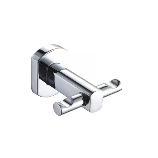 Wall Mounted Rust Proof Polished Chrome “Admiralty” Double Robe Hook