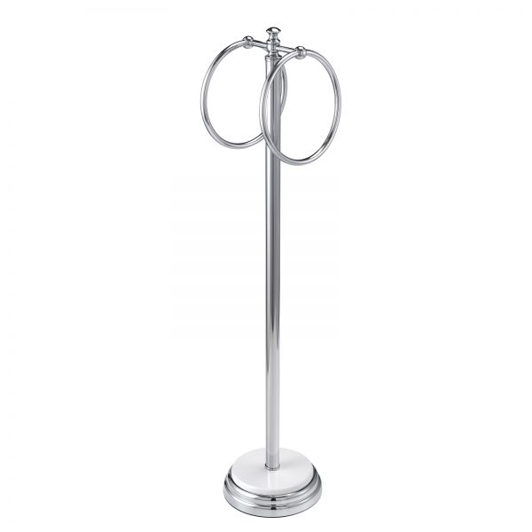 Free Standing Chrome & White “Opera” Double Towel Ring Holder