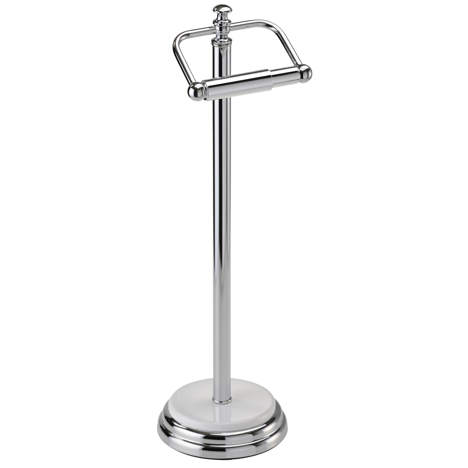 Buy Free Standing Chrome & White "Opera" Toilet Roll Holder 1 Back2Bath