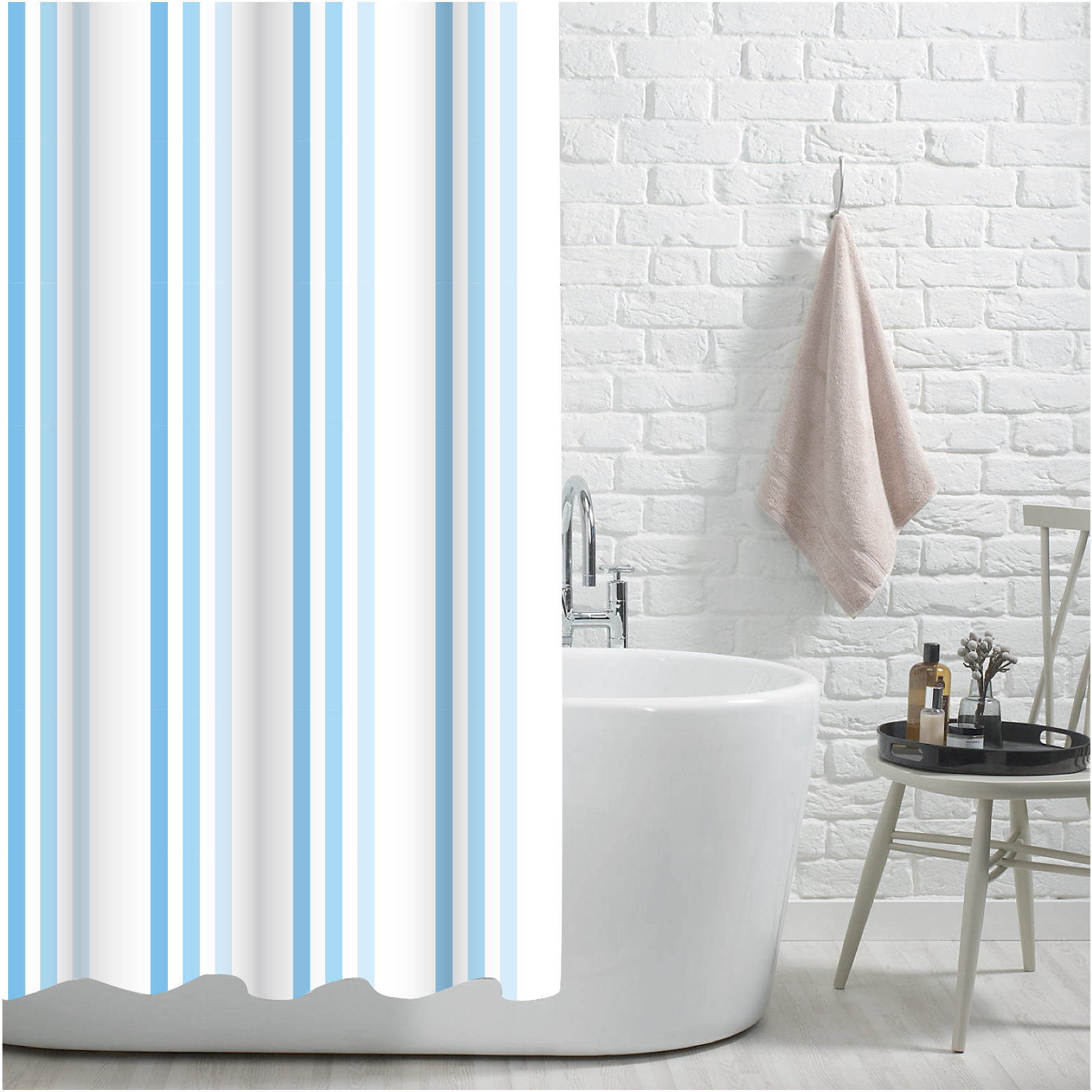 Brighton Rock BLUE Shower Drapes