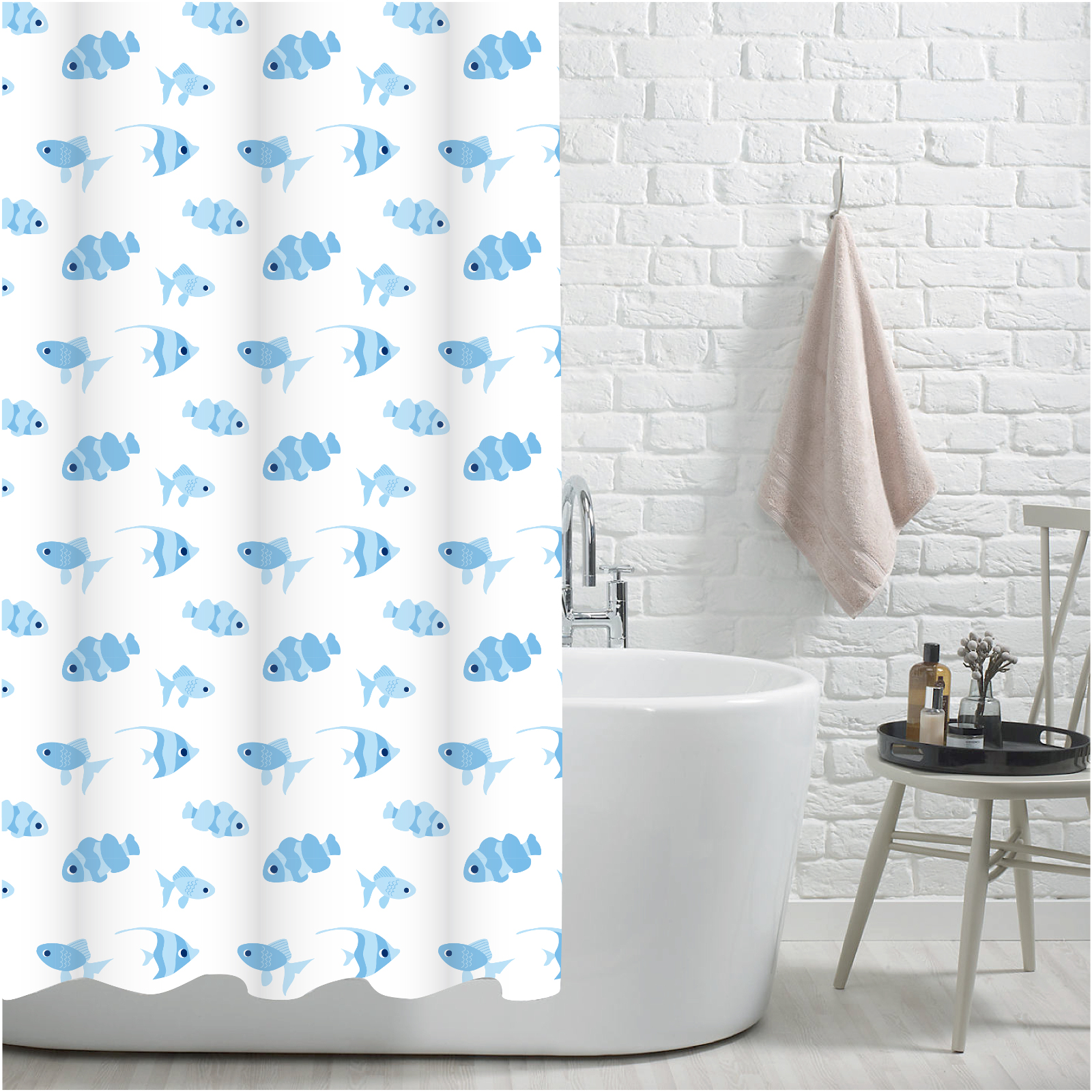 Buy 100 Polyester "Snapper" Printed Fish Design Shower