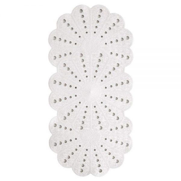 White “Petal” Rubber Anti / Non Slip Bath Mat 74cm x 36cm