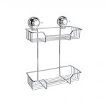 Super Suction “Vertex” Chrome Effect 2-Tier Rectangular Bathroom Basket / Caddy