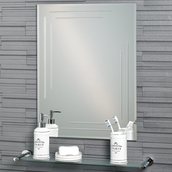 Frameless Rectangular Diamond Cut “Chelsea” Bathroom Mirror 60x45cm