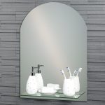 Frameless Arched “Greenwich” Bathroom Mirror with In-Built Vanity Shelf 70x50cm