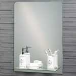 Frameless Rectangular “Rochester” Bathroom Mirror with In-Built Vanity Shelf 70x50cm