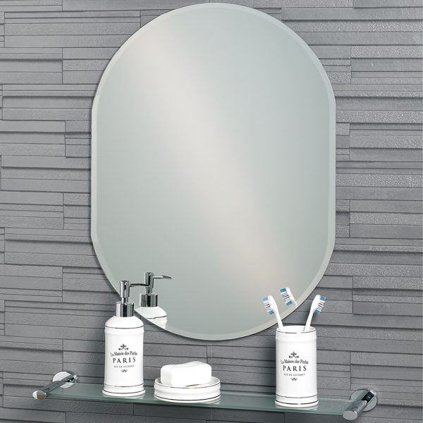 Frameless Oval Bevelled Edge “Lincoln” Small Bathroom Mirror