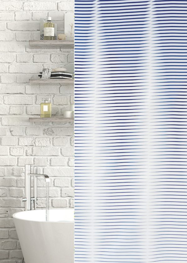 Horizon Polyester Shower Curtain Blue