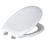 Soft Close White Plastic Toilet Seat with Two Button Quick Release Seat, Duo