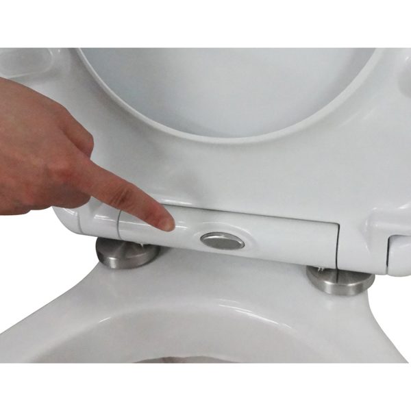 Soft Close White Plastic “Granada” Toilet Seat with Single Button Quick Release