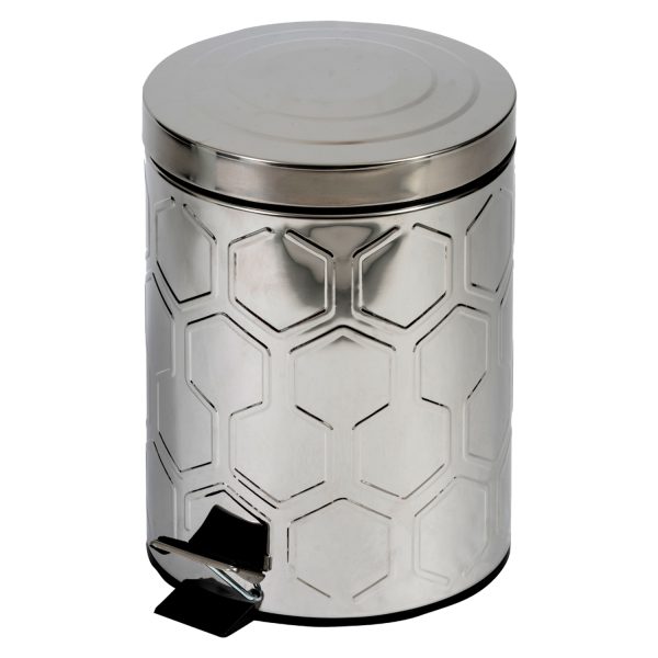 Hex 5 Litre |Pedal Bin Mirror Finish Stainless Steel