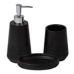 Strat Black 3 Piece Accessory Set (Soap Dish, Tumbler, Liquid Soap Dispenser)