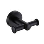 Matt Black Wall Mounted Bathroom Storage Accessory Set Stainless Steel Double Robe Hook Modernity