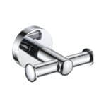 Chrome Wall Mounted Bathroom Storage Accessories Set Polished Silver Double Robe Hook Modernity
