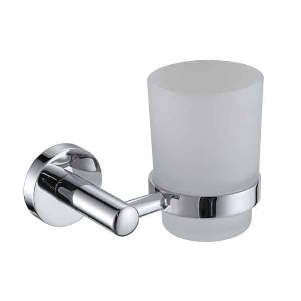 Chrome Wall Mounted Bathroom Storage Accessories Set Polished Silver Glass Toothbrush Holder Modernity